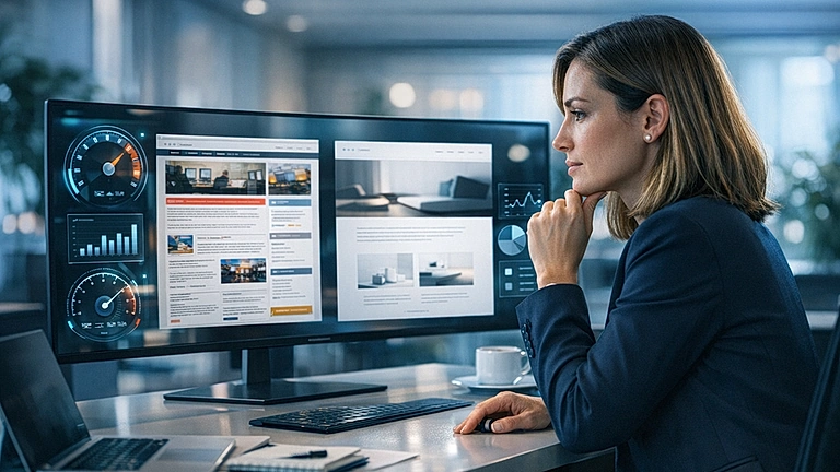 Website Relaunch wann nötig: Analyse einer veralteten Website am Bildschirm